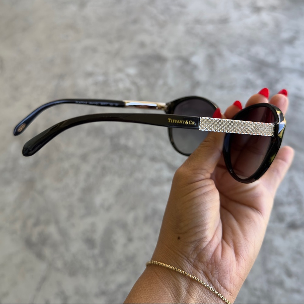 Tiffany & Co. Black Sunglasses with Silver Crystal Detail - Picture 3 of 8